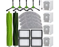 PolkaHome® 20-delige vervangingsset geschikt voor iRobot Roomba Combo i3+ i5 i5+ j5 j5+ – 2 hoofdborstels, 4 zijborstels, 4 HEPA-filters, 4 stofzuigerzakken, 4 dweilpads, 1 schroevendraaier, 1 2-in-1 borstel en mesje – accessoires & onderdelen