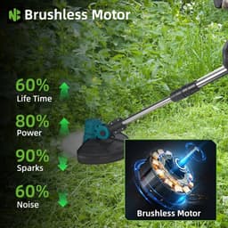 Handmaaier - Grasmaaier - Grastrimmer - Grasschaar - Grasmachine - 4000W - 9 Inch - Elektrische/Accu - Borstelloze Grastrimmer met Digitaal Display – Stil & Krachtig Tuingereedschap - 21V/18V Compatibel - Inclusief 2x Accu — thumbnail 4
