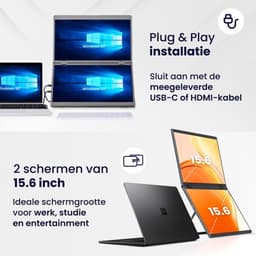 Luxe Portable Monitor Pro – 15.6 Inch – Beeldscherm voor Laptop – Verstelbaar – Draagbare Monitor – Opvouwbaar Scherm – Tri-Screen – Full HD — thumbnail 2