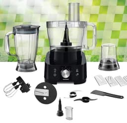 Heinner Multifunctionele Foodprocessor – 1000 W – Mengkom 3,5 L – Blender 1,8 L – 2 Snelheden en Pulsstand – Hak-, Kneed-, Snij-, Rasp-, Klop- en Maalfunctie – Zwart — thumbnail 2