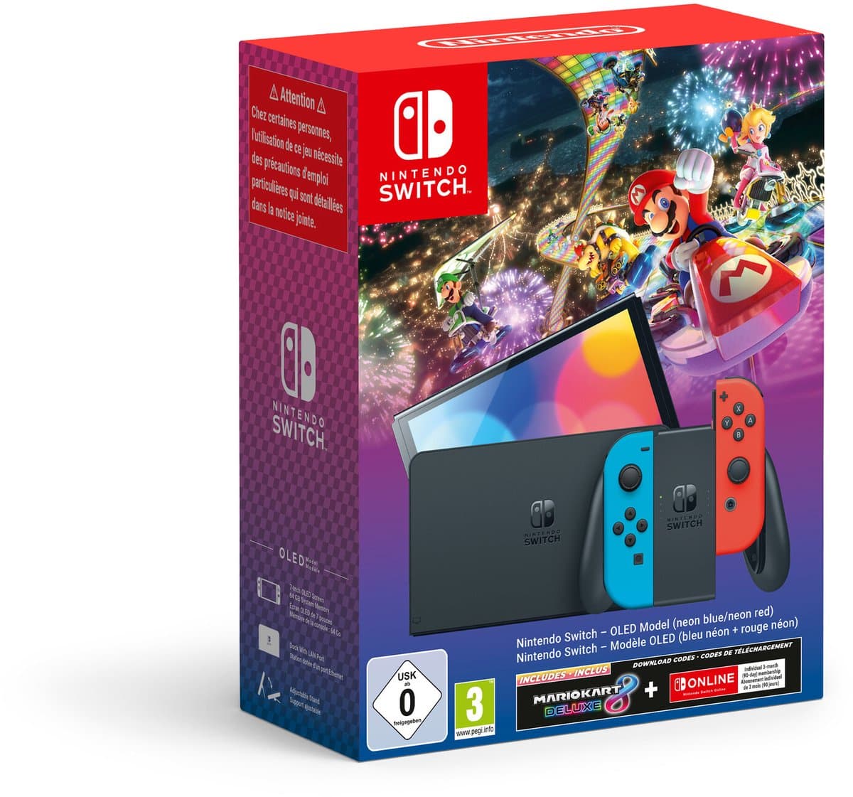 Nintendo Switch OLED - Mario Kart 8 Deluxe + 3 maanden Online Lidmaatschap Bundel - Blauw/Rood — afbeelding 1
