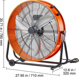 Trommelventilator, 24 inch, Hoge Snelheid, 3 Snelheden, 8600 CFM, Instelbaar voor Industriële Ruimtes Zoals Magazijnen. — thumbnail 5