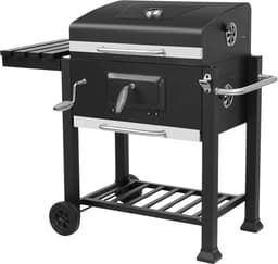 Houtskool grill op wieltjes - Voor 5 tot 10 personen - Houtskoolbarbecues - Briketten - Met deksel - Thuis of camping — thumbnail 1