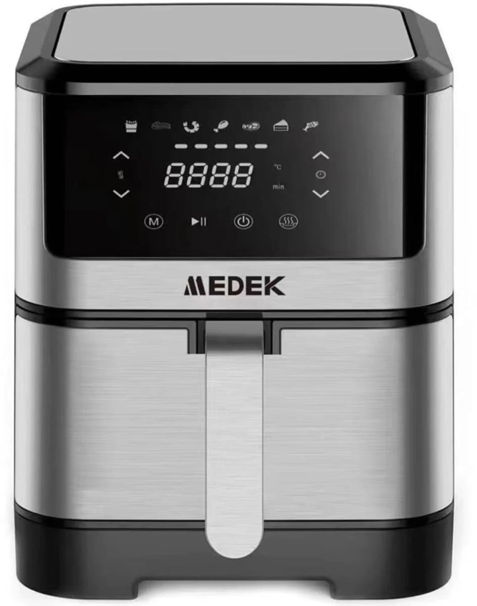 Friteuse sans huile Airfryer 8L RA810D aluminium MEDEK 8L XXL - Friteuse à air chaud avec panier à frites amovible - Noir/Inox — afbeelding 1