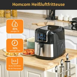 Premie Airfryer - 6,5L - met 8 menu's LED-display - 80ºC tot 200ºC - 1700W - Zwart+Grijs — thumbnail 2