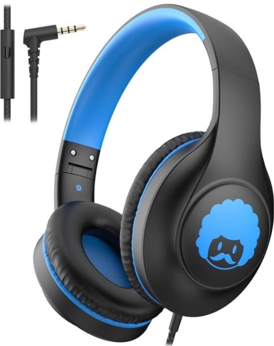 StayPowered Kinder Koptelefoon - Comfortabel en Duurzaam Ontwerp - HD Microfoon - Opvouwbaar Ontwerp - Rijke Stereo Bass - Verwikkelingvrij Nylon Kabel - Verstelbare Pasvorm - Universele 3,5 mm Jack - Zwart/Blauw - Levering Sneller dan Aangegeven! — afbeelding 1