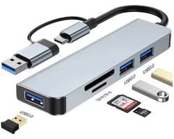 Assortix® USB-C Hub 5-in-1 – USB 3.0 & SD/TF Kaartlezer – Voor Laptop, Desktop & Tablet