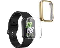 kwmobile 2x smartwatch hoes geschikt voor Samsung Galaxy Fit 3 hoesje - Siliconen sporthorloge cover - Activity tracker case in transparant / goud