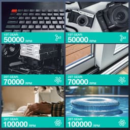 Elektrische Stofblazer Persluchtnevel, 3-Snelheden 100000 RPM Elektrische Stofblazer, 7Kpa Draadloze Toetsenbord PC Reiniging voor Laptop, Kantoorapparatuur, Sofa, Type-C Snel Opladen — thumbnail 4