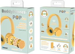 BuddyPhones PopFun Koptelefoon Kinderen - Kinder Koptelefoon Draadloos – Volumelimiet 84/95 dB – 24 uur batterijduur – Bluetooth Hoofdtelefoon - Ingebouwde microfoon - Inclusief Leuke Stickers - Geel — thumbnail 5