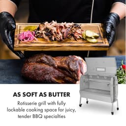 Klarstein Houtskoolgrill 2-in-1 draaispitgrill met motor, Grill met draaiend spit, Grote spitgrill voor speenvarken, Grill met kijkvenster, Spitgrill met roestvrijstalen rooster, Grote met vloerrollen - 57 cm - voor Tuin - Thermometer - RVS — thumbnail 3