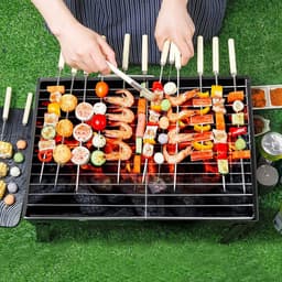 Uten Opvouwbare mini tafel bbq houtskool - barbecue houtskool - Houtskoolbarbecues - Camping barbecues- Barbeque - Grilloppervlak (L x B) 43.3 x 29.5 cm - (2 stijl | B) - Zwart — thumbnail 3