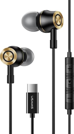 USAMS EP-43 Serie - Stereokoptelefoon - USB-C - Metaal - Zwart — thumbnail 1