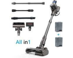 steelstofzuiger met 2 accu’s draadloos 300Watt met 5 verschillende opzetstukken - Anti-klitten systeem - Zakloos - Handstofzuiger - Kruimeldief TD1-C plus 2X accu's