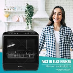 Luxe Mini Vaatwasser – Vrijstaande Kleine Vaatwasser – Met App – Met Waterreservoir – Modern Design – Zwart — thumbnail 5