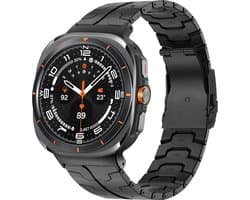 Bandz titanium band 'Iron' geschikt voor Samsung Galaxy Watch Ultra / Ultra 2025 (zwart) – premium metalen schakelband met inkortset – stijlvolle en duurzame horlogeband voor je smartwatch