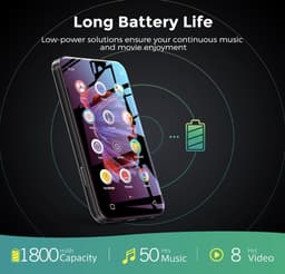 Mp3 speler met Bluetooth, 72.GB, 4.0-inch mp3-mp4-speler met volledig touchscreen met WiFi-overdracht, draagbare HiFi Sound Walkman digitale muziekspeler met FM-radio, recorder, browser (zwart) — thumbnail 5