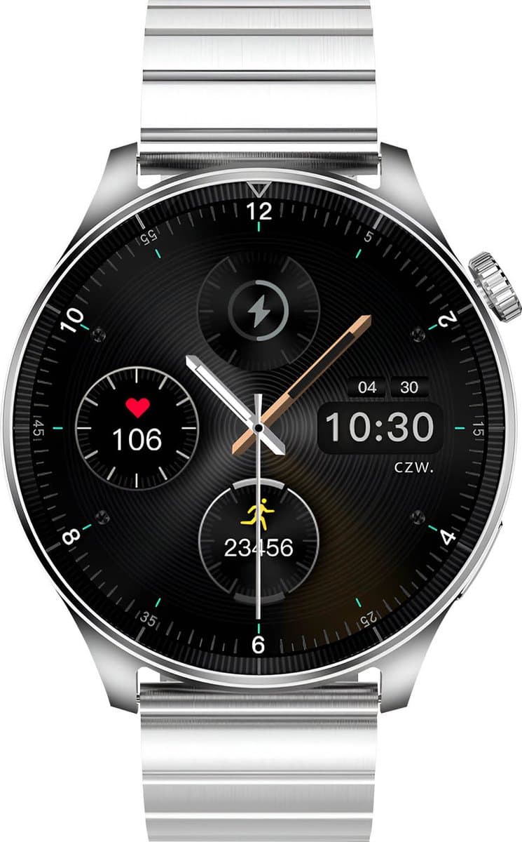 Forever, Luxe herenhorloge met verbinding belt sport gezondheid volgen waterdichte Grand 2, Zilveren — afbeelding 1