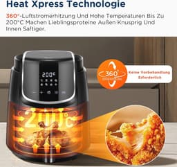4L XL Heteluchtfriteuse met LED-Touchscreen en 8 Kookfuncties — thumbnail 7