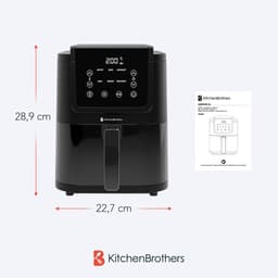 KitchenBrothers Airfryer XL - 1500W - PFAS-Vrij - 5L - Heteluchtfriteuse - 60ºC tot 200ºC - Met kijkvenster - Compact design - Extra stil - 6 Kookprogramma's - Zwart — thumbnail 10