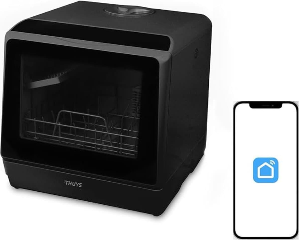 Luxe Mini Vaatwasser – Vrijstaande Kleine Vaatwasser – Met App – Met Waterreservoir – Modern Design – Zwart — afbeelding 1