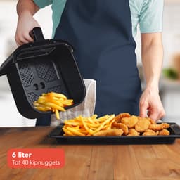 KitchenBrothers Airfryer XL - PFAS-Vrij - 1600W - 6L - Heteluchtfriteuse - 50ºC tot 200ºC - Met kijkvenster - 10 Kookprogramma's - Zwart — thumbnail 5