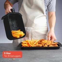 KitchenBrothers Airfryer XL - 1500W - PFAS-Vrij - 5L - Heteluchtfriteuse - 60ºC tot 200ºC - Met kijkvenster - Compact design - Extra stil - 6 Kookprogramma's - Zwart — thumbnail 6