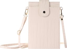 Stravo Kleine Crossbody Mobiele Telefoon Portemonnee voor Vrouwen - Stone 2# - Wit - Lichtgewicht Schoudertas met Creditcardvakken, Meisjes Steen Getextureerde Echte Leren Telefoontas voor iPhone/Samsung/Huawei/Google/etc Telefoon binnen 7 Inch — thumbnail 2
