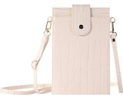 Stravo Kleine Crossbody Mobiele Telefoon Portemonnee voor Vrouwen - Stone 2# - Wit - Lichtgewicht Schoudertas met Creditcardvakken, Meisjes Steen Getextureerde Echte Leren Telefoontas voor iPhone/Samsung/Huawei/Google/etc Telefoon binnen 7 Inch — afbeelding 1