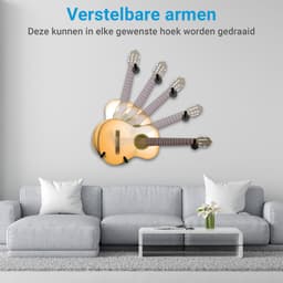 LunaLuxa - gitaarbeugel muur - gitaar wandbeugel - gitaar steun - gitaarstandaard- Muurbeugel gitaar - voor elektrisch akoestisch, ukelele, bas etc, inclusief schroeven voor het ophangen — thumbnail 3