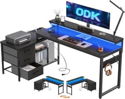 Multifunctioneel Bureau – Hoekbureau – Game Bureau – Jongens – Volledige Set – Stopcontacten – USB Poorten – Eenvoudige Montage – Zwart — thumbnail 1