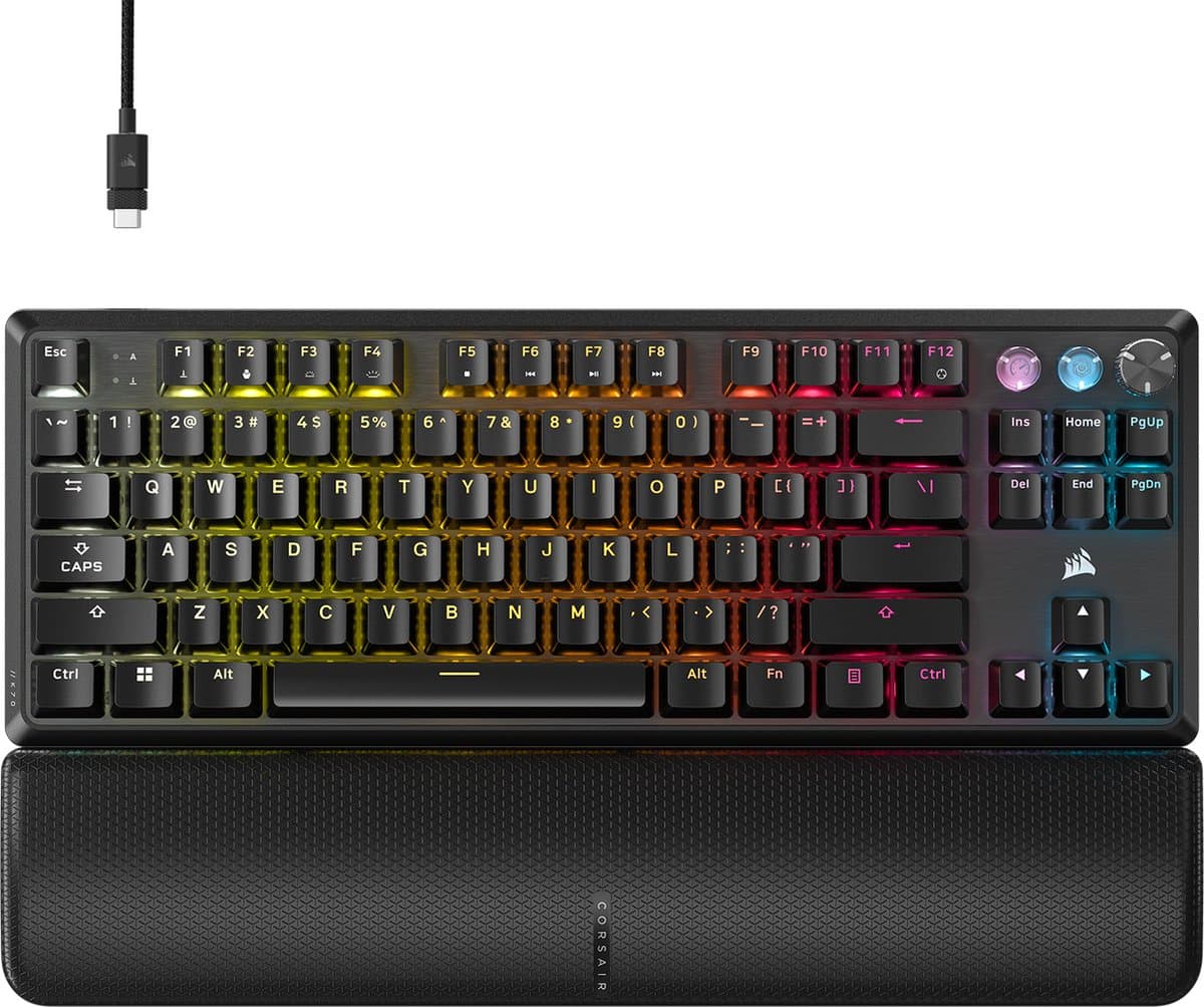 Corsair K70 PRO TKL - Mechanical - Gaming Toetsenbord – Bedraad – Magnetische Switches – Rapid Trigger – 8KHz – RGB – QWERTY – Zwart — afbeelding 1