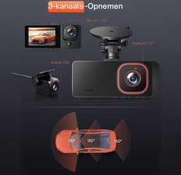 Dual Dashcam - Dashcam Voor Auto 1080p - Voor en Achter Camera – Inclusief 64GB SD-Kaart – Auto Camera Met Parkeerbewaking - Met Nachtzicht – G-Sensor — thumbnail 2