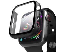 MY PROTECT - Hoesje Geschikt Voor Apple Watch 40mm - Bescherm Case & Screenprotector In 1 - Zwart
