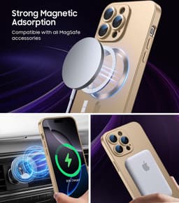 AziLine Magnetische Premium Goud Hoes voor iPhone 16 Pro Max – Stijlvolle Bescherming met Ingebouwde MagSafe en Camera Lens Bescherming Geschikt voor Apple iPhone 16 Pro Max — thumbnail 3