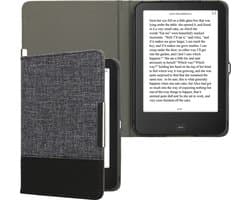 kwmobile hoes geschikt voor Tolino Shine 2 HD - Canvas beschermhoes in donkerblauw / zwart - Voor e-reader -