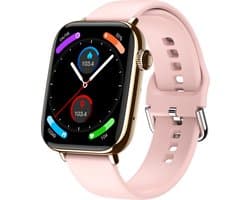 Nuvance Smartwatch Dames & Heren met Bluetooth - IP68 Waterdicht - Geschikt voor alle Smartphones - Stappenteller en Hartslagmeter - Roze
