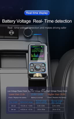 fm transmitter - FM Transmitter bleutooth - Bleutooth - FM-ZENDER EN SNELLE AUTOLADER MET LCD-SCHERM - Bleutooth fm zender - Handsfree Bellen – FM-Zender Transmitter – Auto Oplader USB-A QC 3.0 — thumbnail 3