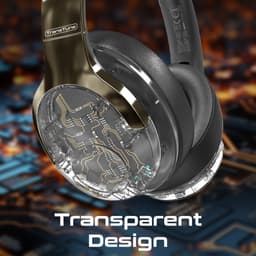 ProMate® Premium Draadloze Hoofdtelefoon, Hi-Fidelity Transparante ANC Bluetooth v5.4 Headset met RGB-verlichting, Microfoon, Opvouwbaar Ontwerp, 40 uur Speeltijd, 600mAh Batterij en 3.5mm Jack, TransTune Gunmetal. — thumbnail 4