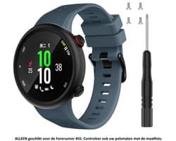Donker Blauw / Navy / Grijsachtig Blauw siliconen horlogebandje geschikt voor de Garmin Forerunner 45S – Maat: zie maatfoto - horlogeband - polsband - strap - leger blauw siliconen - blue rubber smartwatch strap