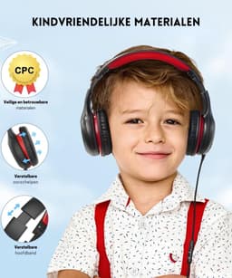 Intelectro Koptelefoon voor Kinderen - Veiligheid en Plezier in Eén! - Hoogwaardige Stereogeluid - Comfortabele Draagervaring - HD Microfoon - Volumeregeling - Brede Compatibiliteit en Audio Delen - Zwart/Rood - Levering Sneller dan Aangegeven! — thumbnail 4