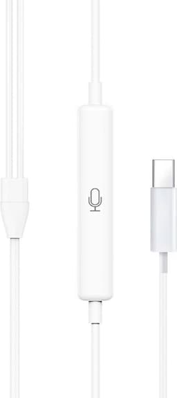 DISEV® - Oortjes met Draad - USB-C Aansluiting - In-Ear Oordopjes met Draad - Oortjes met Draad en Microfoon - 1.20M kabel - Wit — thumbnail 3