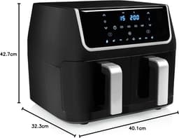 Equivera Dubbele Airfryer - Dubbele Mand - Dual Cook - Heteluchtfriteuse - Verschillende Programma's - Dual Zone - Mega — thumbnail 2