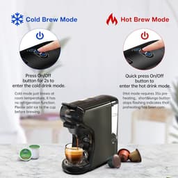 HiBrew 3 in 1 koffiezetapparaat - Senseo – Koffiemachine – Meerdere Capsules – Koffiepadmachine - Heet/Koud – 19Bar – 1450W – Zwart — thumbnail 4