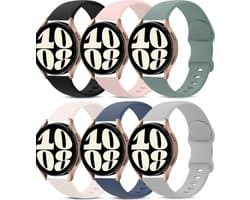 Podec Smartwatch Multicolor Set van 6 - Siliconen Bandje 20mm - Horlogebandje geschikt voor Samsung Galaxy Watch Active / Active2 40 & 44mm / Galaxy Watch 3 41mm / Galaxy Watch 42mm / Galaxy Watch 4 & 4 Classic / Watch 5 / 5 Pro / Watch 6 / 6 Classic