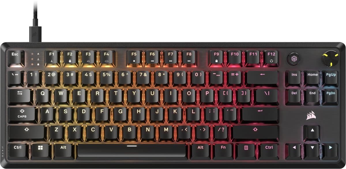 Corsair K70 CORE TKL Gaming Toetsenbord – Mechanisch – US‑QWERTY Layout – USB – Zwart — afbeelding 1