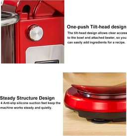Eszenzics™ Keukenmachine - Krachtige Keukenmixer - Compact - Deegmixer - Mixer - Kneedmachine - 6 Liter - 1200W - 6 Snelheden - RVS - Rood — thumbnail 5