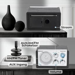 Denver Draagbare FM Radio - Retro - Werkt op batterijen of netstroom - Keukenradio - AM - FM - TR63 - Zwart — thumbnail 5