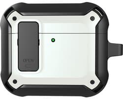 Telestore - Hoesje geschikte voor AirPods 4 - TPU hybride hoesje Beschermhoes - Shockproof AirPods 4 Cover - AirPods 4 Hoesje - Geschikt voor Apple Airpods 4 - wit - hard en TPU cover
