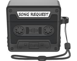 Telestore hoesje geschikt voor AirPods 4 soft case cover- retro cassettebandje bandje tape - TPU hoesje Beschermhoes - AirPods 4 Cover - AirPods 4 hoesje - Geschikt voor Apple Airpods 4 - gel hoesje - zwart